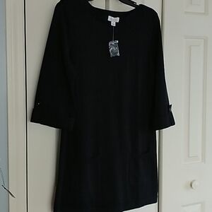 D & Co. (Denim & Co.) Black Tunic Top, Sz S